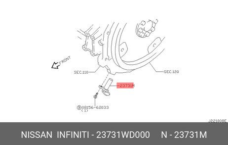 фото Nissan 23731-WD000 Датчик положения распредвала Nissan 23731-WD000 Датчик положения распредвала