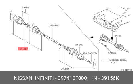 фото Nissan 39741-0F000 Пыльник ШРУСа Nissan 39741-0F000 Пыльник ШРУСа