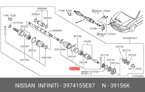 фото Nissan 39741-55E87 Пыльник ШРУСа Nissan 39741-55E87 Пыльник ШРУСа