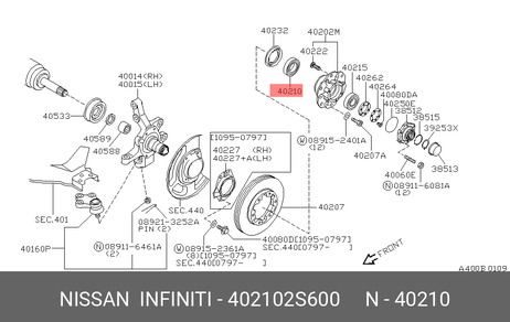 фото Nissan 40210-2S600 Подшипник ступицы колеса | перед | Nissan 40210-2S600 Подшипник ступицы колеса | перед |