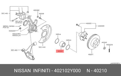 фото Nissan 40210-2Y000 Подшипник ступицы колеса | перед | Nissan 40210-2Y000 Подшипник ступицы колеса | перед |