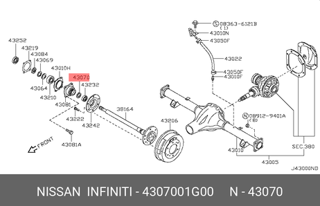 фото Nissan 43070-01G00 Подшипник ступицы Nissan 43070-01G00 Подшипник ступицы