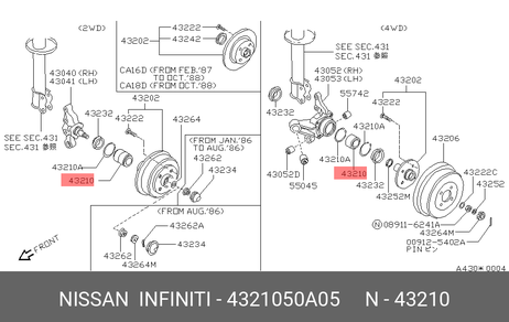 фото Nissan 43210-50A05 Комплект подшипника ступицы колеса Nissan 43210-50A05 Комплект подшипника ступицы колеса