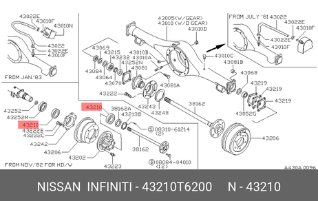 фото Nissan 43210-T6200 Подшипник ступицы колеса | перед | Nissan 43210-T6200 Подшипник ступицы колеса | перед |