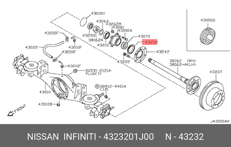 фото Nissan 43232-01J00 Комплект подшипника ступицы колеса | зад | Nissan 43232-01J00 Комплект подшипника ступицы колеса | зад |