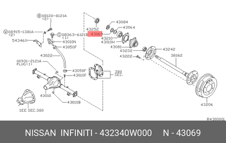 фото Nissan 43234-0W000 Комплект подшипника ступицы колеса Nissan 43234-0W000 Комплект подшипника ступицы колеса