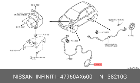 фото Nissan 47960-AX600 Кронштейн датчика ABS | перед | Nissan 47960-AX600 Кронштейн датчика ABS | перед |