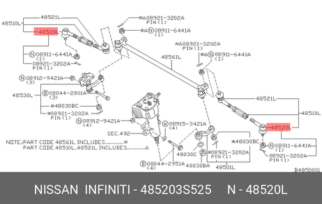 фото Nissan 48520-3S525 Наконечник рулевой тяги | прав/лев | Nissan 48520-3S525 Наконечник рулевой тяги | прав/лев |