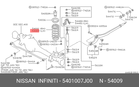 фото Nissan 54010-07J00 Пружина ходовой части | перед | Nissan 54010-07J00 Пружина ходовой части | перед |