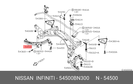 фото Nissan 54500-BN300 Рычаг подвески | перед прав | Nissan 54500-BN300 Рычаг подвески | перед прав |