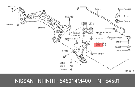 фото Nissan 54501-4M400 Рычаг подвески | перед лев | Nissan 54501-4M400 Рычаг подвески | перед лев |
