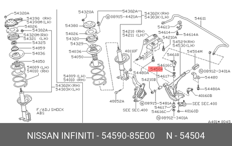 фото Nissan 54590-85E00 Сайлентблок рычага подвески | перед | Nissan 54590-85E00 Сайлентблок рычага подвески | перед |