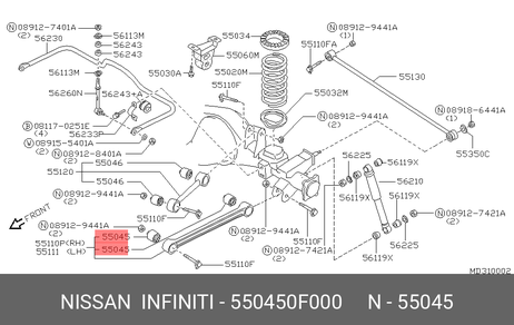 фото Nissan 55045-0F000 Сайлентблок заднего продольного рычага | зад | Nissan 55045-0F000 Сайлентблок заднего продольного рычага | зад |