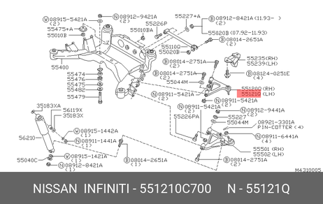 фото Nissan 55121-0C700 Рычаг подвески | перед | Nissan 55121-0C700 Рычаг подвески | перед |