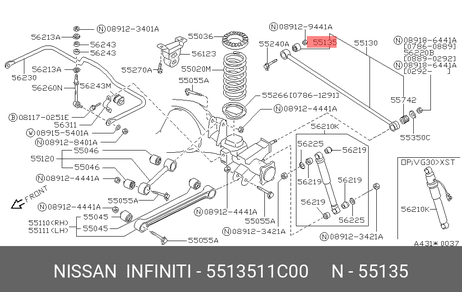 фото Nissan 55135-11C00 Сайлентблок поперечной тяги | зад | Nissan 55135-11C00 Сайлентблок поперечной тяги | зад |