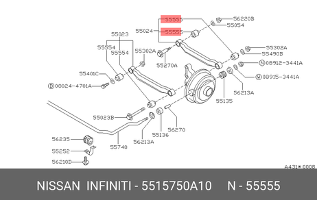 фото Nissan 55157-50A10 Сайлентблок | зад лев | Nissan 55157-50A10 Сайлентблок | зад лев |