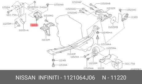 фото Nissan 11210-64J06 Подушка двигателя | перед прав | Nissan 11210-64J06 Подушка двигателя | перед прав |