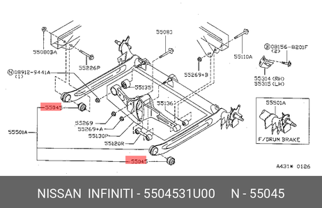 фото Nissan 55045-31U00 Сайлентблок балки моста Nissan 55045-31U00 Сайлентблок балки моста