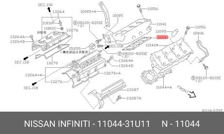 фото Nissan 11044-31U11 Прокладка головки блока цилиндров Nissan 11044-31U11 Прокладка головки блока цилиндров