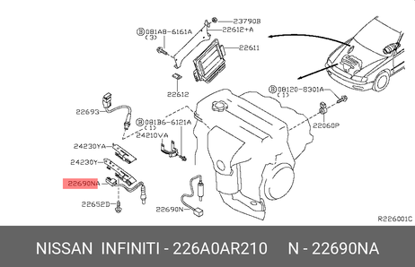 фото Nissan 226A0-AR210 Датчик кислородный Nissan 226A0-AR210 Датчик кислородный