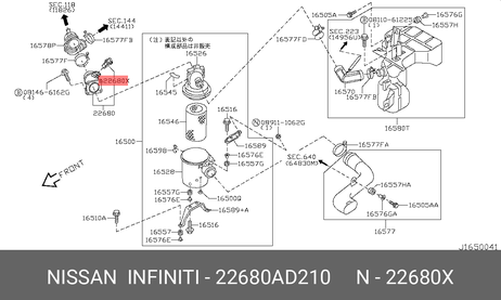 фото Nissan 22680-AD210 Датчик расхода воздуха Nissan 22680-AD210 Датчик расхода воздуха
