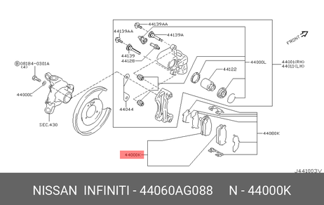 фото Nissan 44060-AG088 Колодки тормозные дисковые | зад | Nissan 44060-AG088 Колодки тормозные дисковые | зад |