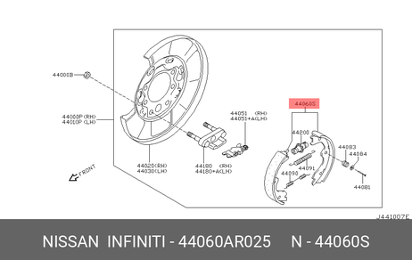 фото Nissan 44060-AR025 Колодки тормозные барабанные | зад | Nissan 44060-AR025 Колодки тормозные барабанные | зад |