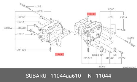 фото Subaru 11044-AA610 Прокладка головки блока цилиндров Subaru 11044-AA610 Прокладка головки блока цилиндров
