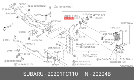 фото Subaru 20201FC110 Сайлентблок рычага подвески | перед лев | Subaru 20201FC110 Сайлентблок рычага подвески | перед лев |