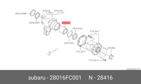 фото Subaru 28016-FC001 Подшипник ступицы колеса | зад | Subaru 28016-FC001 Подшипник ступицы колеса | зад |