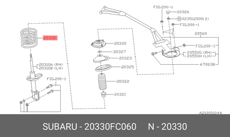 фото Subaru 20330FC060 Пружина ходовой части | перед | Subaru 20330FC060 Пружина ходовой части | перед |