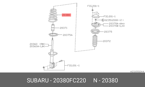 фото Subaru 20380FC220 Пружина ходовой части | зад | Subaru 20380FC220 Пружина ходовой части | зад |