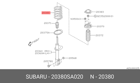 фото Subaru 20380-SA020 Пружина ходовой части | зад | Subaru 20380-SA020 Пружина ходовой части | зад |