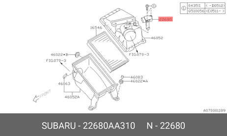 фото Subaru 22680AA310 Расходомер воздуха Subaru 22680AA310 Расходомер воздуха