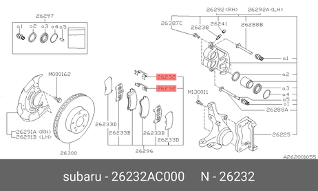 фото Subaru 26232AC000 Колодки тормозные дисковые | перед | Subaru 26232AC000 Колодки тормозные дисковые | перед |