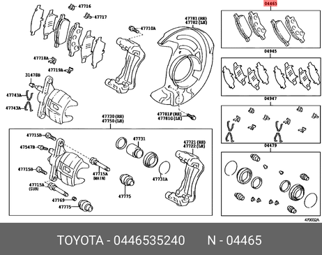 фото Toyota 04465-35240 Колодки тормозные дисковые | перед | Toyota 04465-35240 Колодки тормозные дисковые | перед |
