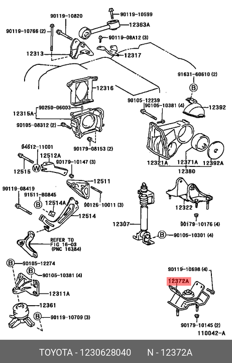 фото Toyota 12306-28040 Подушка двигателя | лев | Toyota 12306-28040 Подушка двигателя | лев |