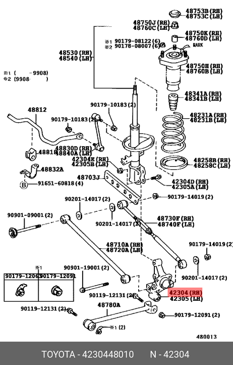 фото Toyota 42304-48010 Кулак поворотный | зад | Toyota 42304-48010 Кулак поворотный | зад |