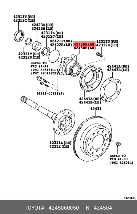 фото Toyota 42450-60050 Ступица колеса | зад прав | Toyota 42450-60050 Ступица колеса | зад прав |