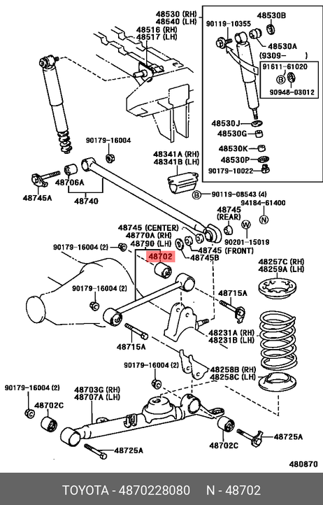 фото Toyota 48702-28080 Сайлентблок рычага подвески | зад | Toyota 48702-28080 Сайлентблок рычага подвески | зад |