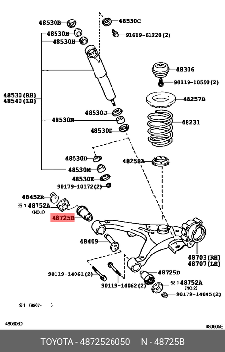 фото Toyota 48725-26050 Сайлентблок рычага подвески | зад | Toyota 48725-26050 Сайлентблок рычага подвески | зад |