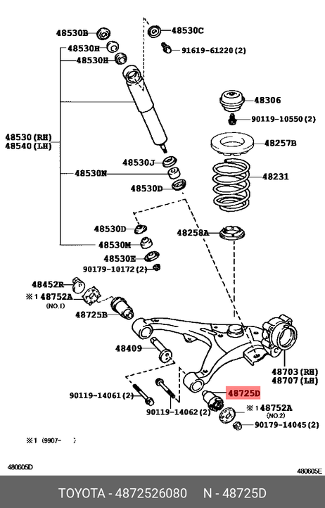 фото Toyota 48725-26080 Сайлентблок рычага подвески | зад | Toyota 48725-26080 Сайлентблок рычага подвески | зад |