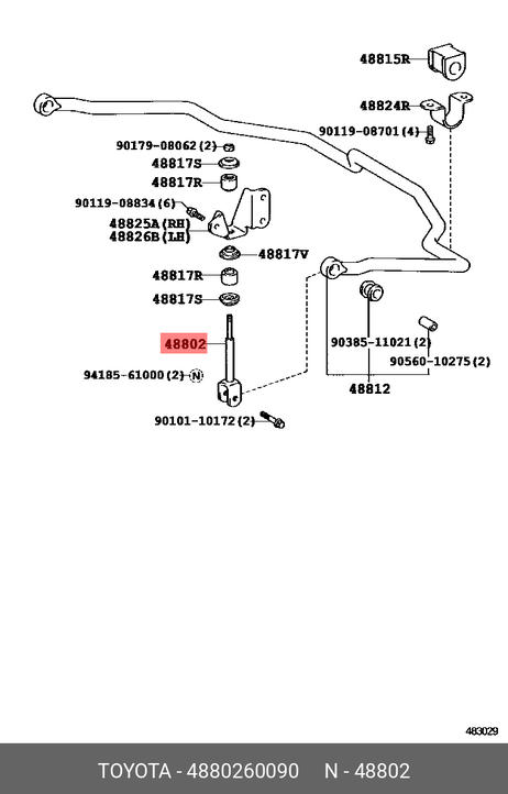 фото Toyota 48802-60090 Стойка стабилизатора | зад прав/лев | Toyota 48802-60090 Стойка стабилизатора | зад прав/лев |