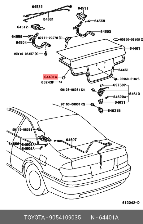 фото Toyota 90541-09035 Отбойник резиновый крышки багажника Toyota 90541-09035 Отбойник резиновый крышки багажника