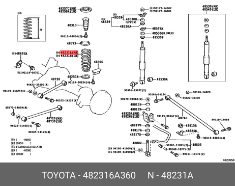 фото Toyota 48231-6A360 Пружина ходовой части Toyota 48231-6A360 Пружина ходовой части