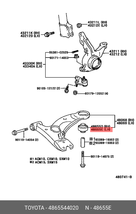 фото Toyota 48655-44020 Сайлентблок рычага подвески | перед лев | Toyota 48655-44020 Сайлентблок рычага подвески | перед лев |