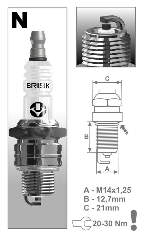 фото Brisk N17 Свеча зажигания стандарт Brisk N17 Свеча зажигания стандарт