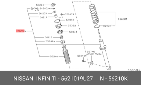фото Nissan 56210-19U27 Амортизатор | зад прав/лев | Nissan 56210-19U27 Амортизатор | зад прав/лев |