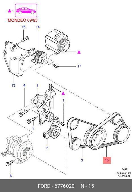 фото Ford 6776020 Ремень ручейковый Ford 6776020 Ремень ручейковый