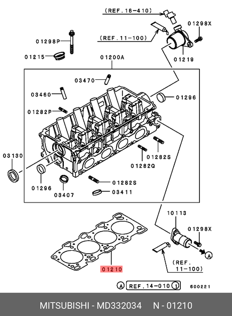 фото Mitsubishi MD332034 Прокладка головки блока цилиндров Mitsubishi MD332034 Прокладка головки блока цилиндров